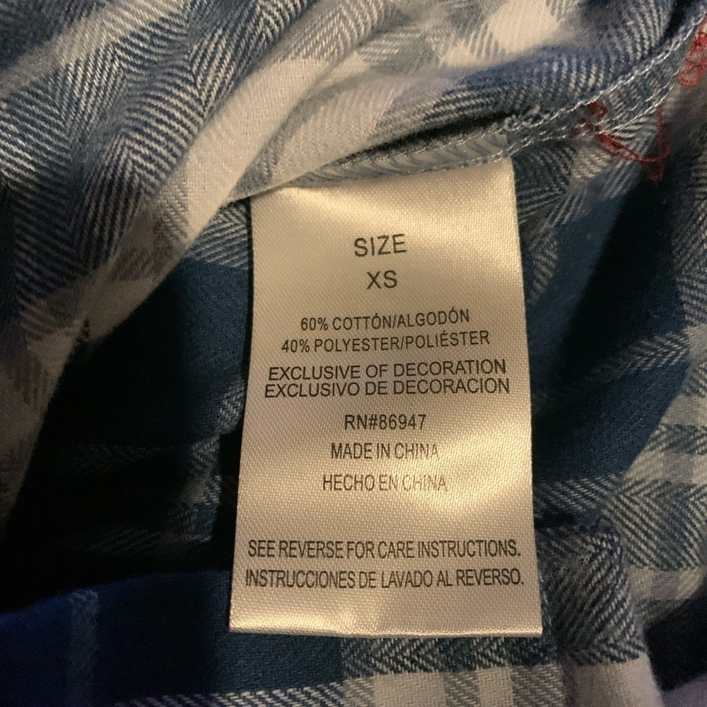 NWT Yellowstone Dalton Ranch XS Flannel blue and white plaid long sleeve - Picture 3 of 5